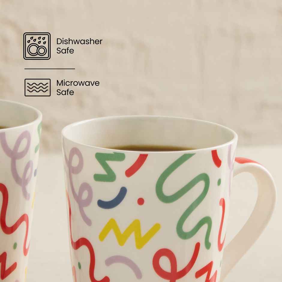United Colors of Benetton Bone China Printed Mug | Microwave Safe | Gift Set - 320 ml