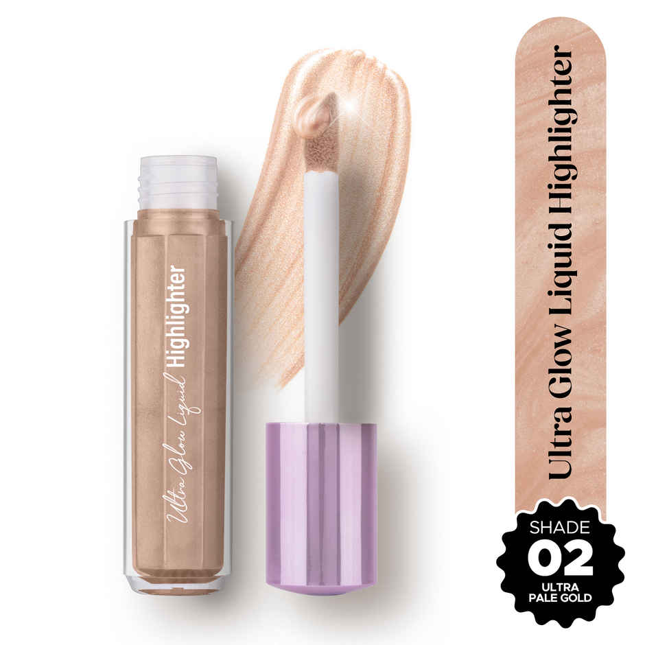Hilary Rhoda Ultra Glow Liquid Highlighter | Vegan | Luminescent Finish | Ultra Pale Gold | Shade 02