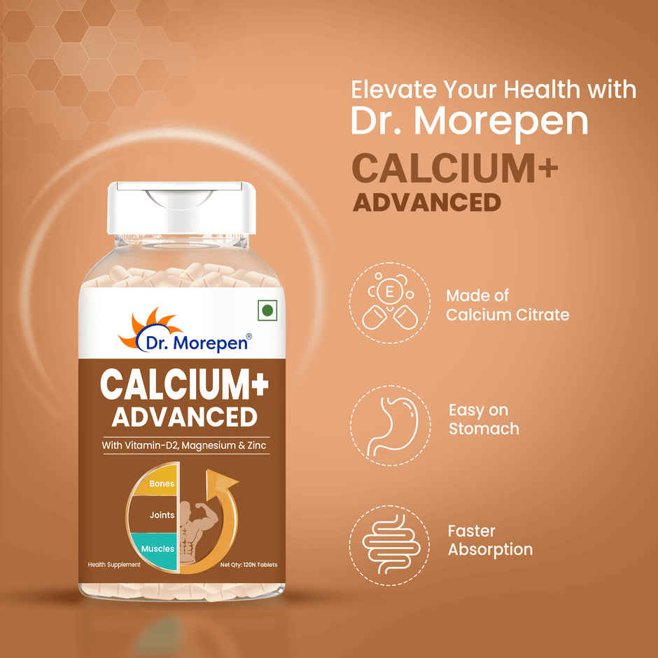 Dr. Morepen Calcium+ Advanced with Vitamin D2 Supports Muscle Function & Bone Health