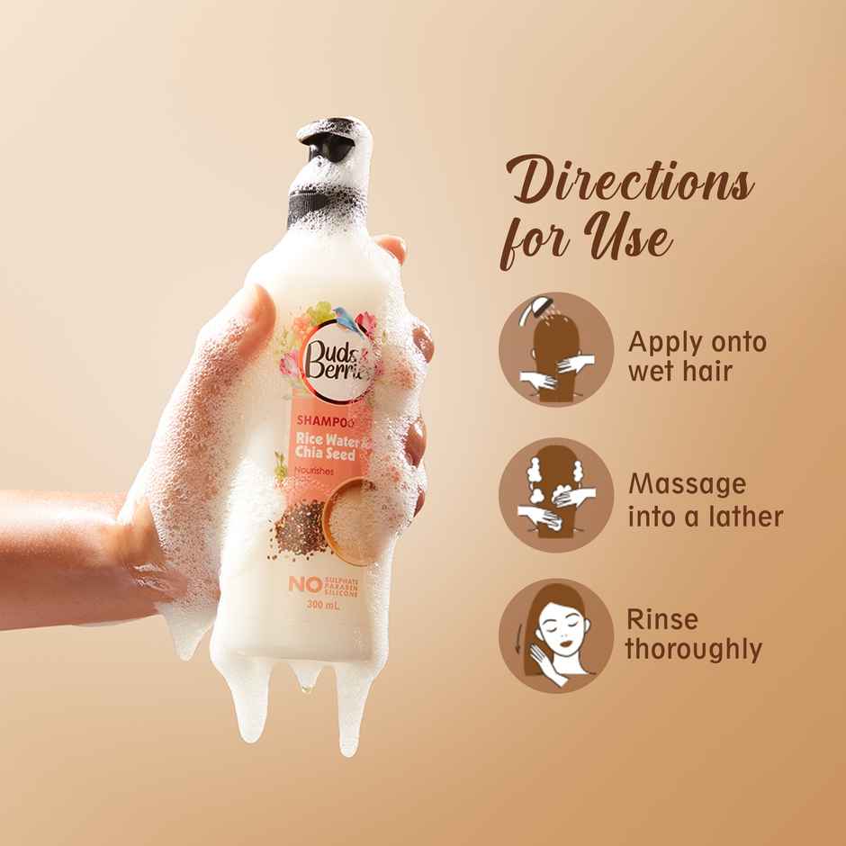 Buds & Berries Rice Water and Chia Seeds Nourishment Shampoo for Helps in Hair Growth