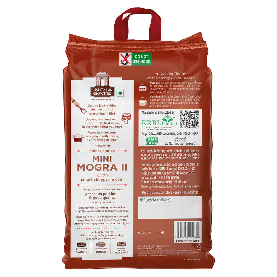 India Gate Mini Mogra II Rice | Aged Rice | Smart Choice | 1 Cup Serves 5