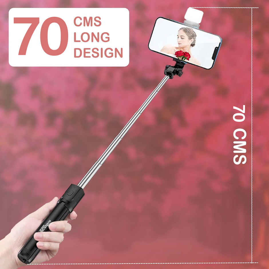 Kratos 2026 Selfie Stick Tripod with LED Light 3 in 1 for Makeup Selfie Vlogging Smartphones