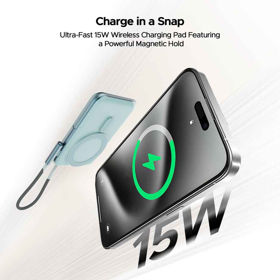 boAt Energyshroom PB330 MagnaCharge 10000 mAh Magnetic Wireless Power Bank w/ 15W Wireless Charging (Aqua)