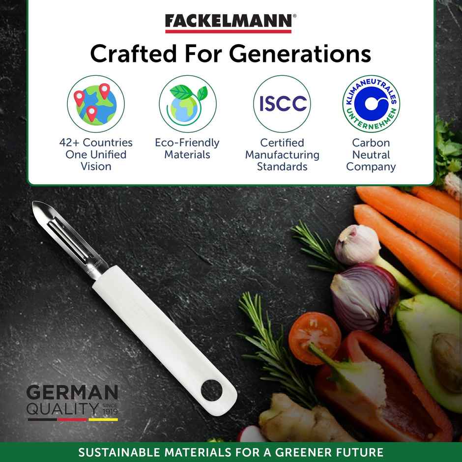 Fackelmann Stainless Steel Vegetable Peeler With Plastic Handle, 19Cm | Sharp Double-Slotted Blade