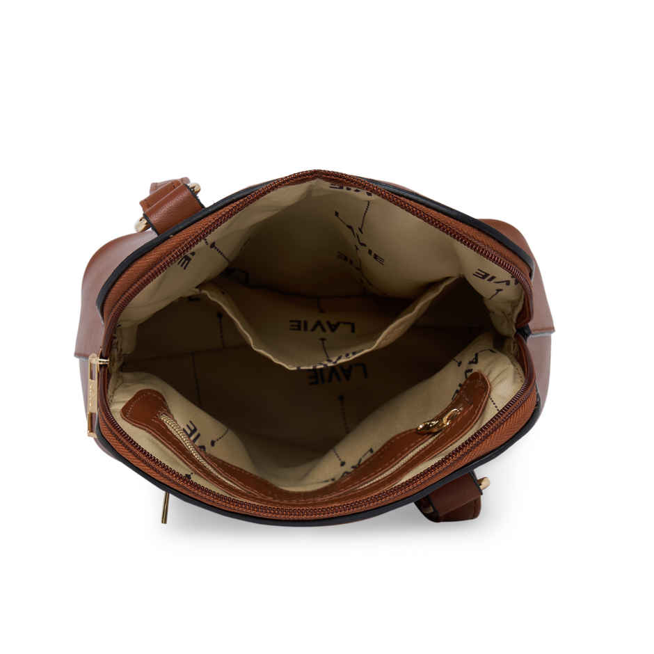 Lavie Women's Merlin Vertical Dome Cross Body Sling Bag | Ladies Purse Handbag | Tan