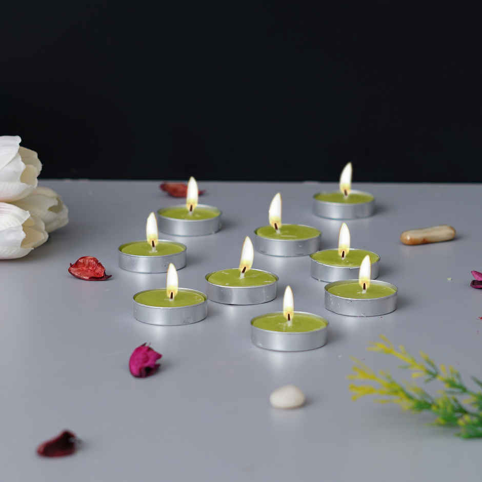 eCraftIndia Set Of 10 Jasmine Scented Tea Light Candles