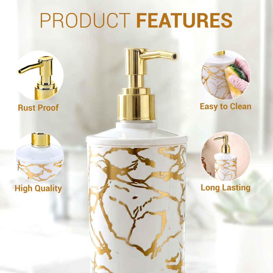 Nayasa Stylo Plastic Soap Dispenser | 600 ml | Gold