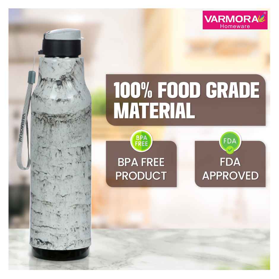 Varmora SS Sofia 1000 Insulated Inner Steel Water Bottle White Plastic Hot & Cold 950 ml
