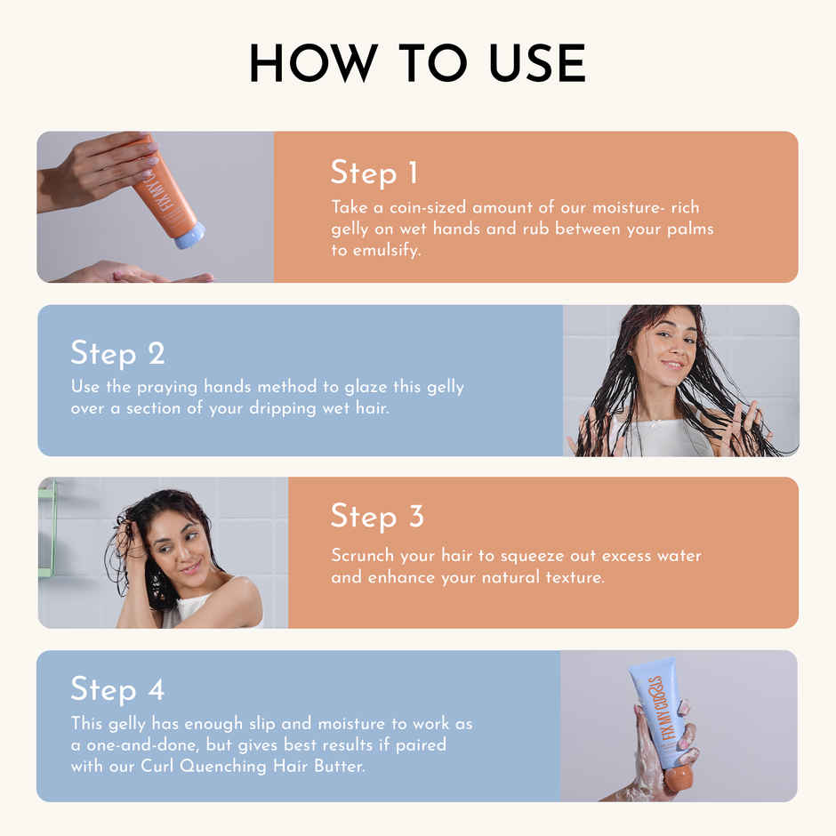 Fix My Curls Curl Quenching Hair Gelly|For Curly, Wavy, Frizzy Hair | Silicone Free Hair Gel