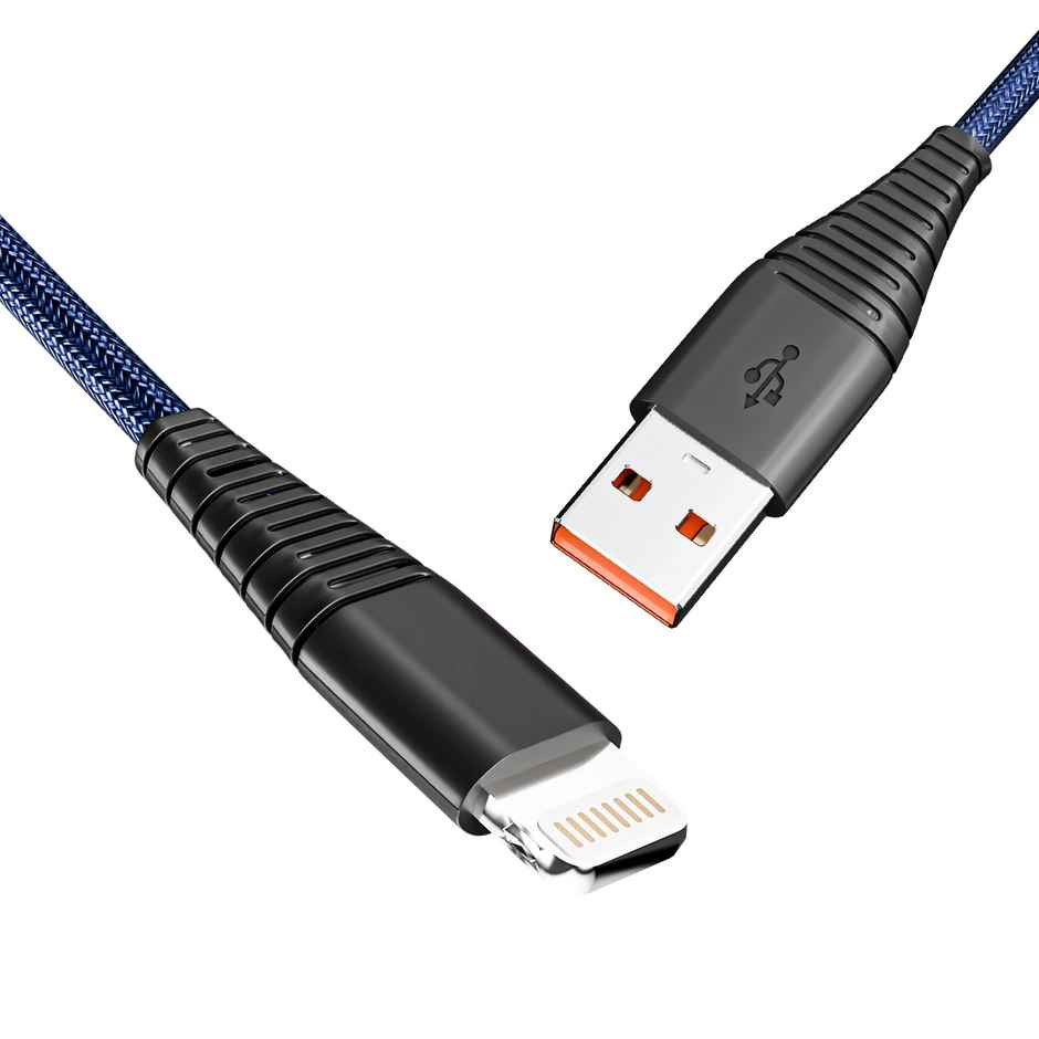 UBON 1m Lightning Braided Cable | 20W Fast Charging | 5000+ Bend Test | 480Mbps Data Sync | Blue | WR470D