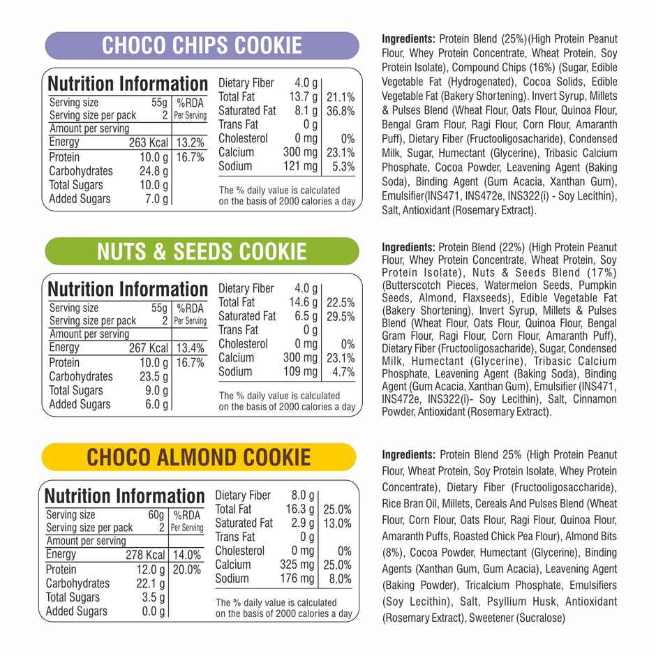 Ritebite Max Protein Premium Biscuit Cookies Assorted Pack Of 6