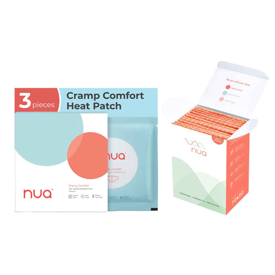 Nua Multi-Size Sanitary Pads With Disposal Cover |  3Xl+, 5Xl, 4L (12pc) & Nua Cramp Comfort Heat Patches For Period Pain (3pc) Combo