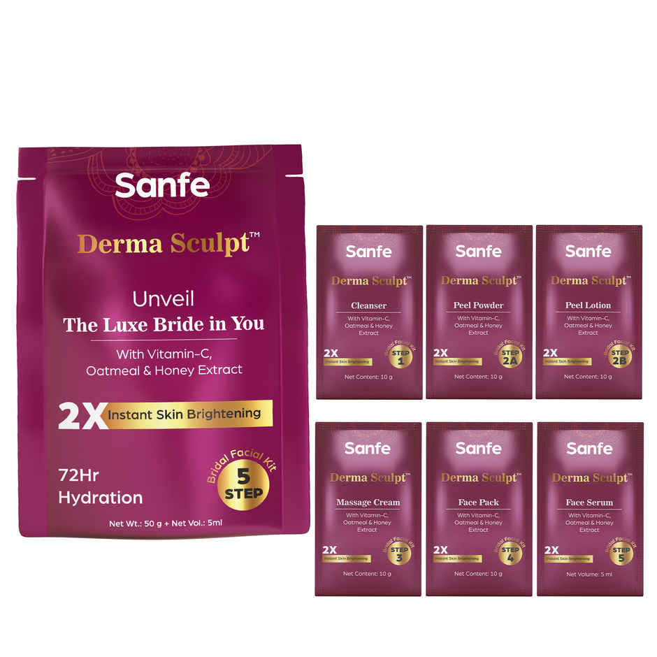 Sanfe Derma Sculpt 5 Step Bridal Facial Kit For Instant Glow Up