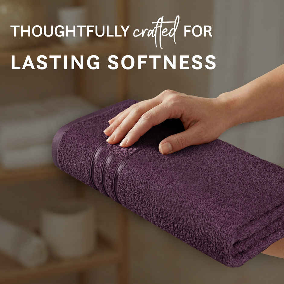 Home Elegance by My Trident Comfort Living Cotton Bath Towel | 28 in x 55 in | Black Current