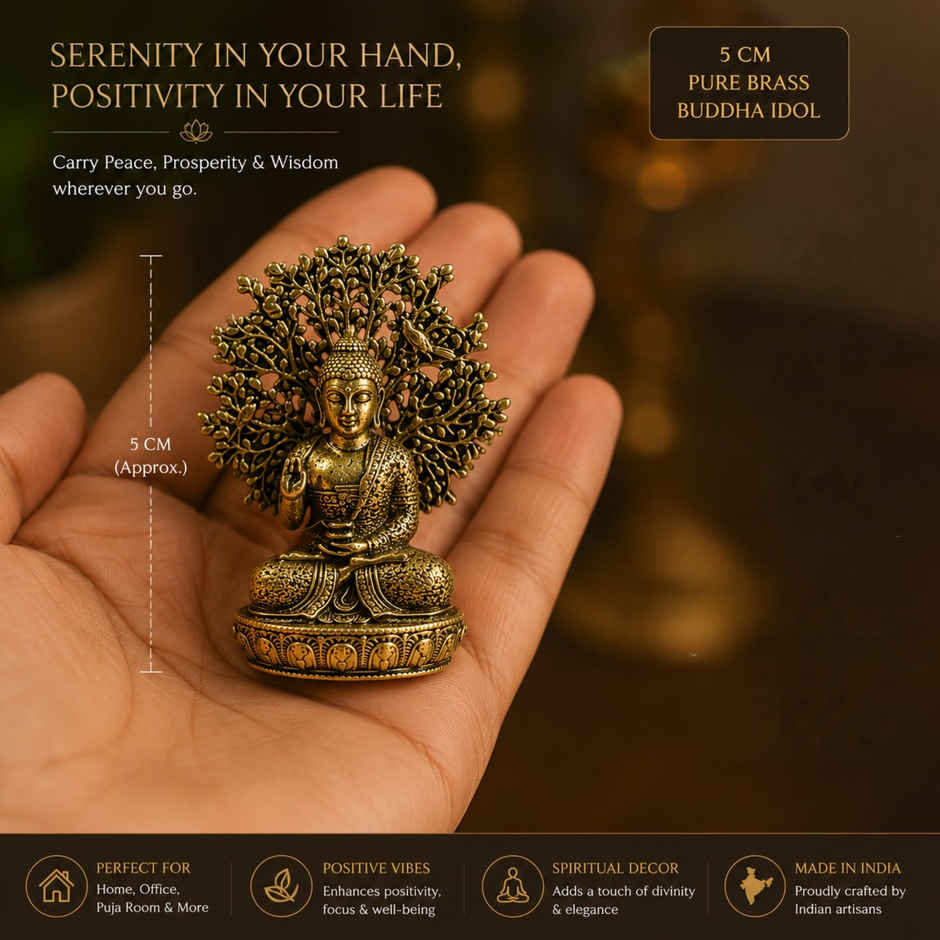 Pure Brass Buddha Idol | Estoria Collective