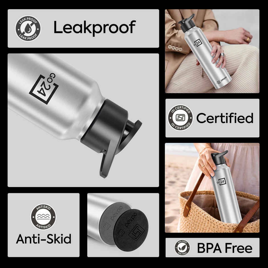 Pexpo Chromo Sports And Hiking Stainless Steel Water Bottle | 1 L