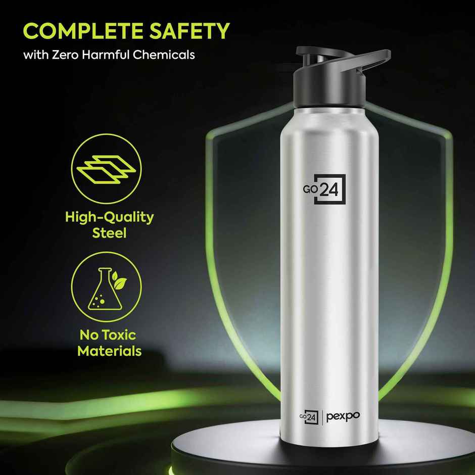 Go24 | Pexpo Chromo Sports And Hiking Stainless Steel Water Bottle | 1 L