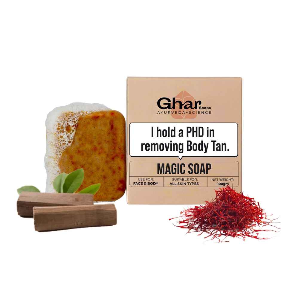 Gharsoaps Magic Soap Sandal Wood And Saffron For Detan And Glowing Brightening Skin
