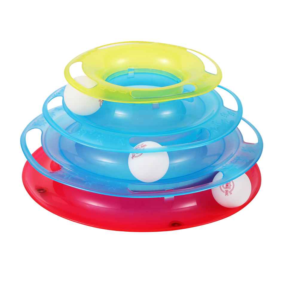 Petcrux Interactive Toy Tower Track Roller With Colorful Balls For Cats & Kittens - Assorted
