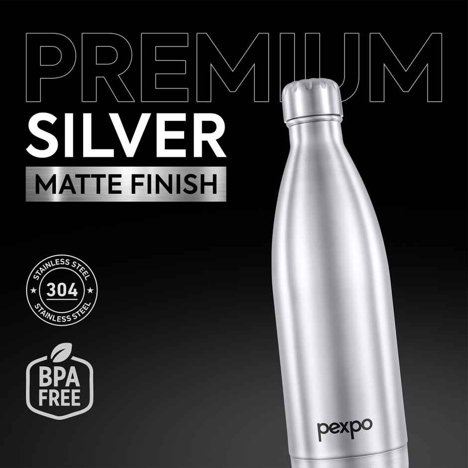 Pexpo Stainless Steel Electro 24 Hrs Hot & Cold Vacuum Flask With Jute Bag Bottle | Silver | 1.5 L