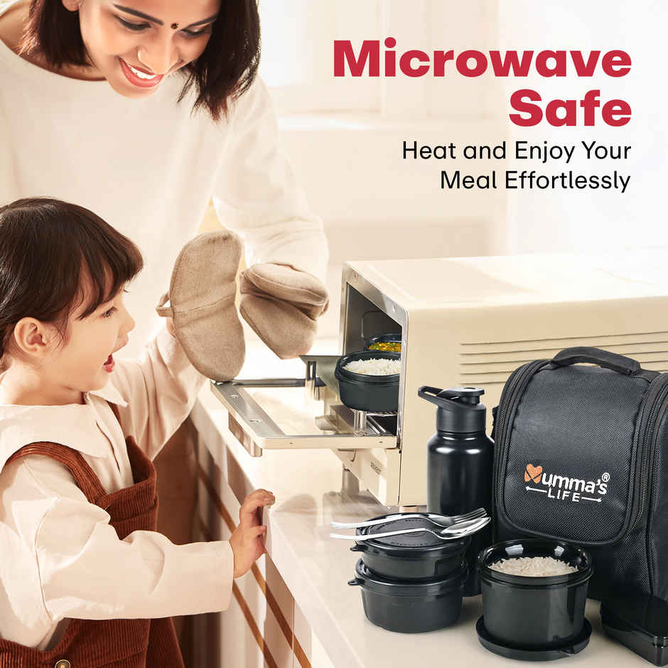 Mumma's LIFE Lunch Box for Office Use- Microwave Safe 3-Container Set with BPA-Free Lids