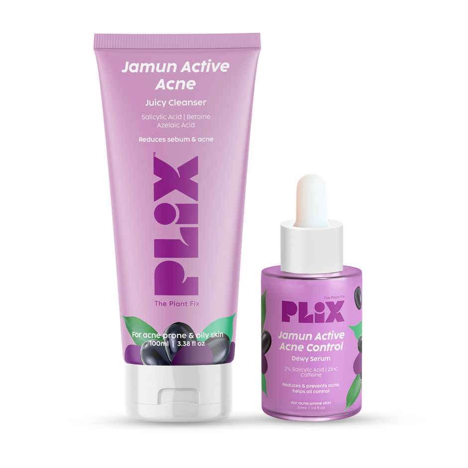 Plix The Plant Fix Jamun Face Wash and Active Acne Serum Combo For Active Acne & Oil Control