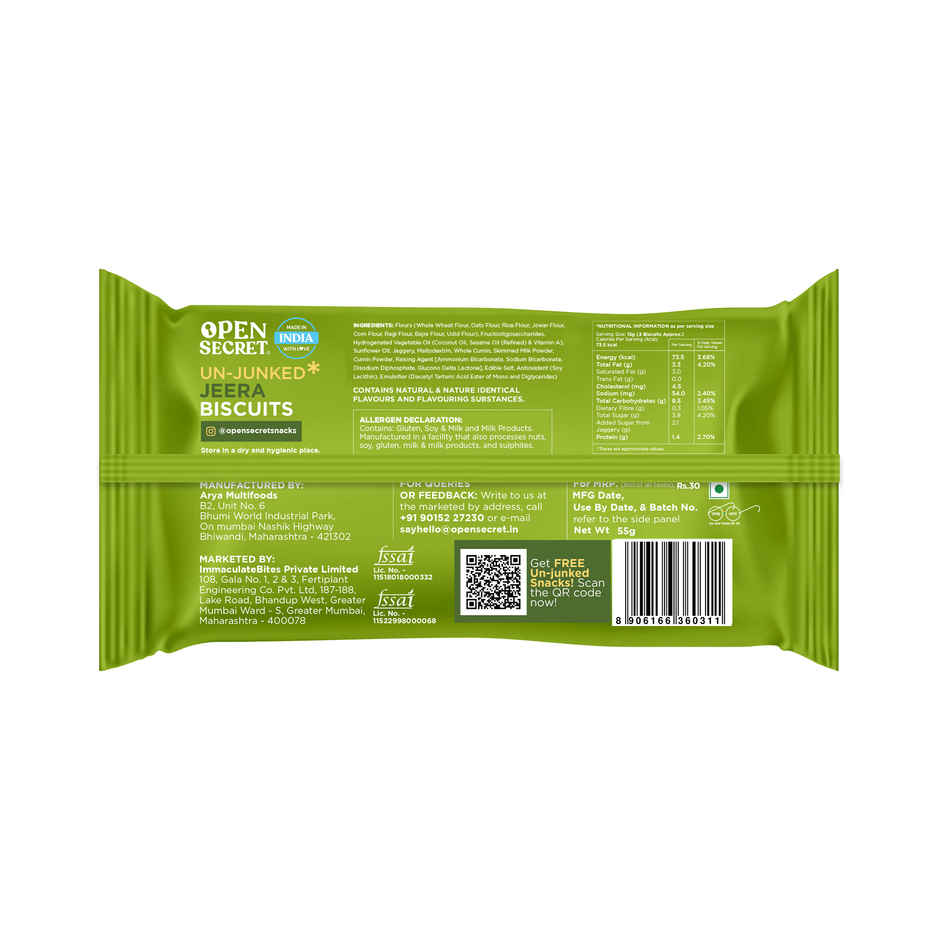 Open Secret Zero Maida Jeera Biscuits | Healthy Snacks with No Refined Sugar & No Palm Oil