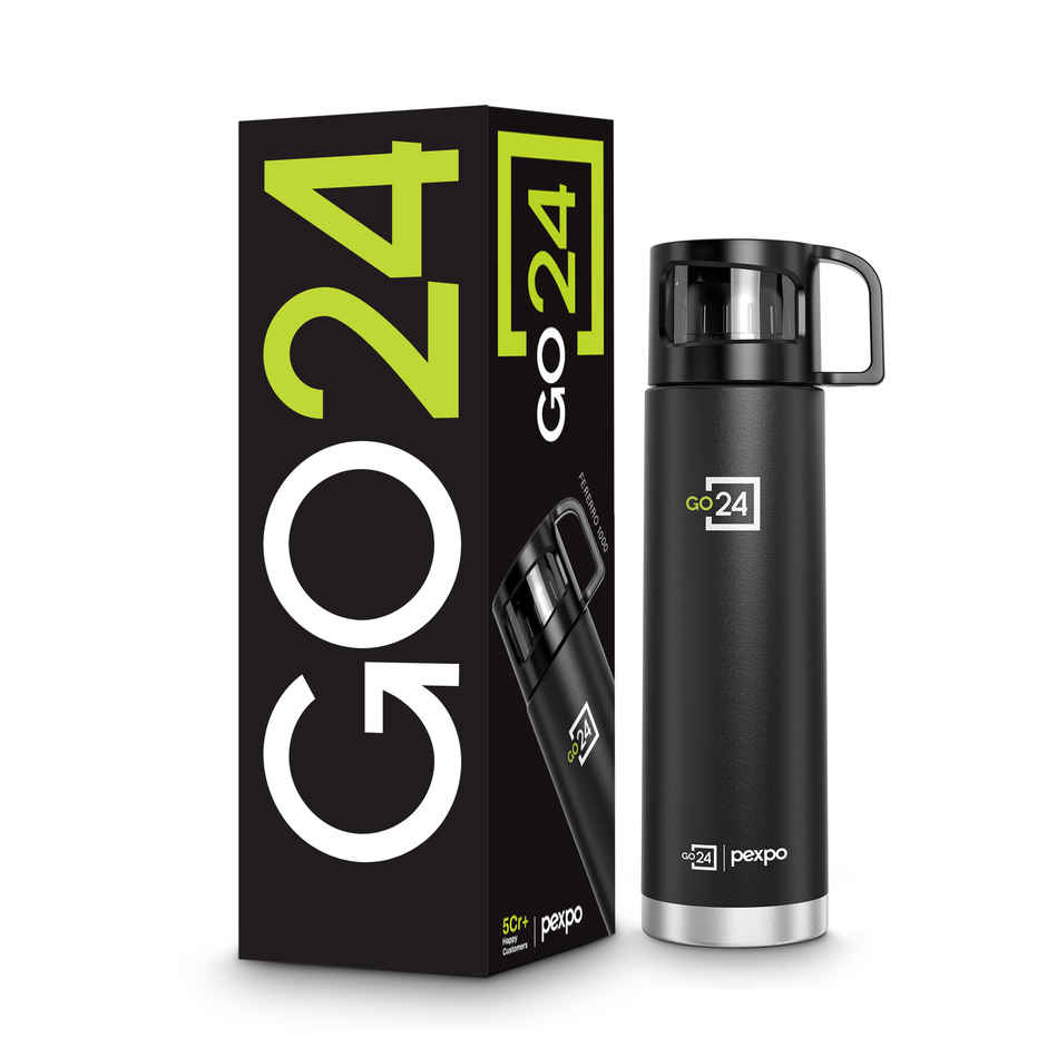 Go24 | Pexpo Vacuum Insulated Water Bottle With Jute-Bag | 1 L | 24 Hrs Hot And Cold Ferrero Flask