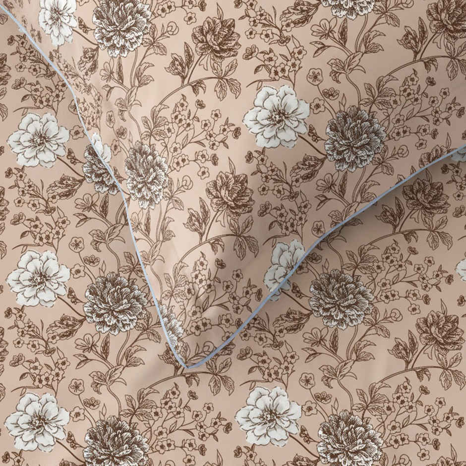 Raymond Home 120 GSM Hazel Floral Double Bedsheet with 2 Pillow Covers Peach