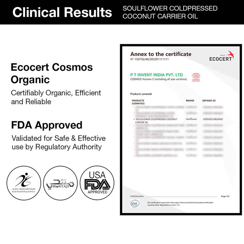 Soulflower Cold Pressed Coconut Hair Oil for Deep Nourishment