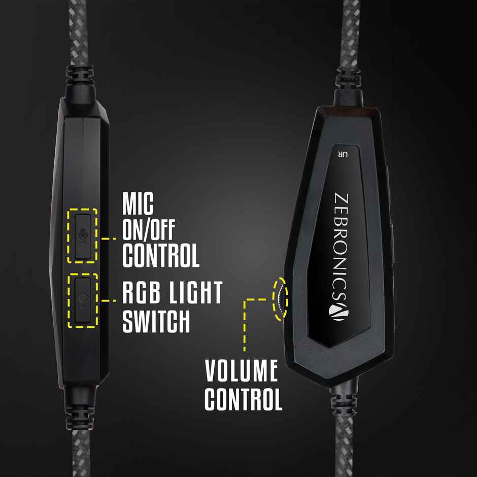 Zebronics Blitz Usb Gaming Wired On Ear Headphones With Mic & Dolby Atmos, Padded Cushions (Black)