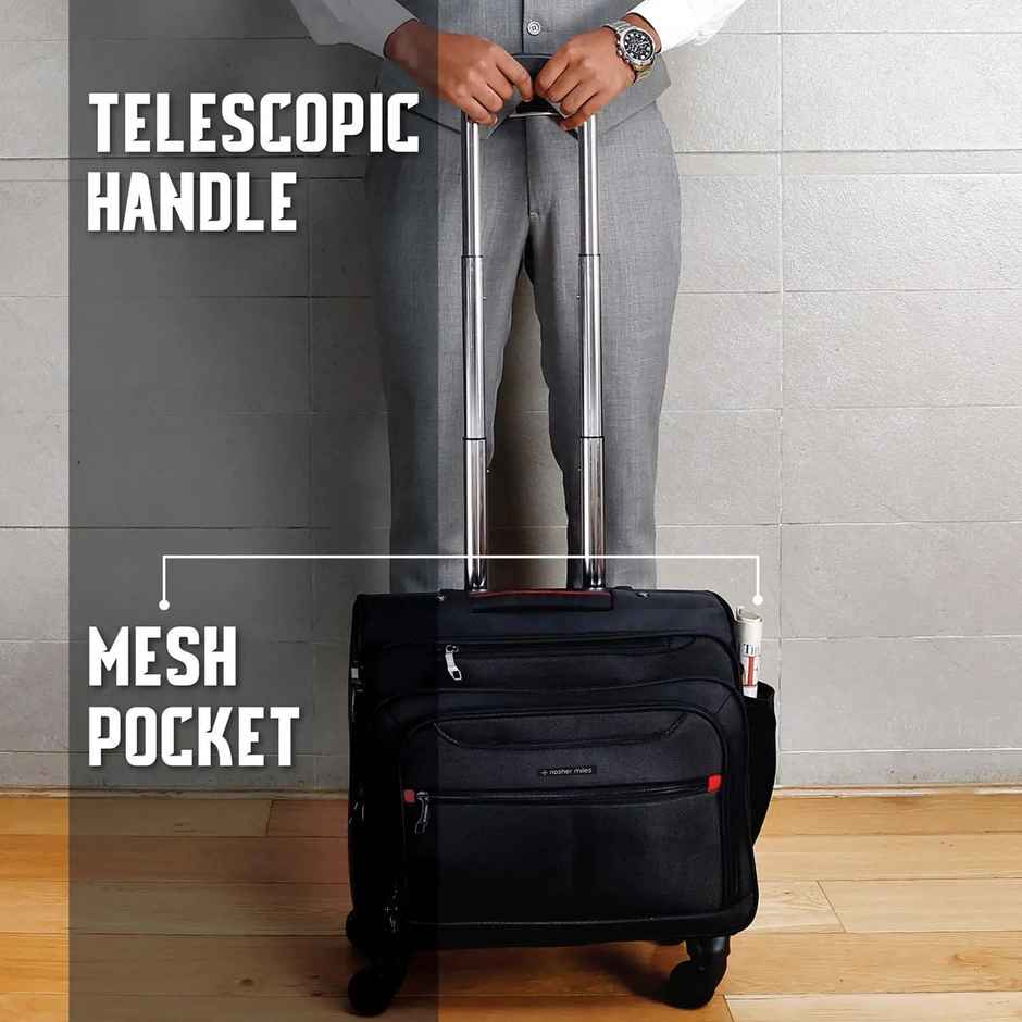 Nasher Miles Wall Street 39L Black Polyester Laptop Roller Case