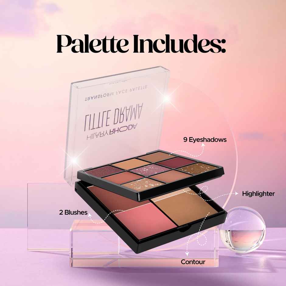 Hilary Rhoda Transform Face Palette | 9 Eyeshadows | 2 Blushes | Soft Glam - Shade 01