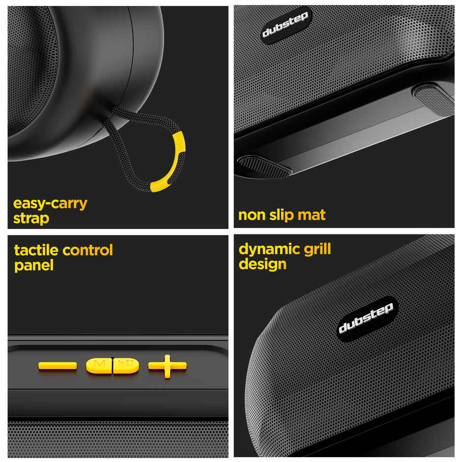 Dubstep Pop 1400 With 14W Output, 16 Hrs Playtime, TWS Pairing Wireless Bluetooth Speaker Black