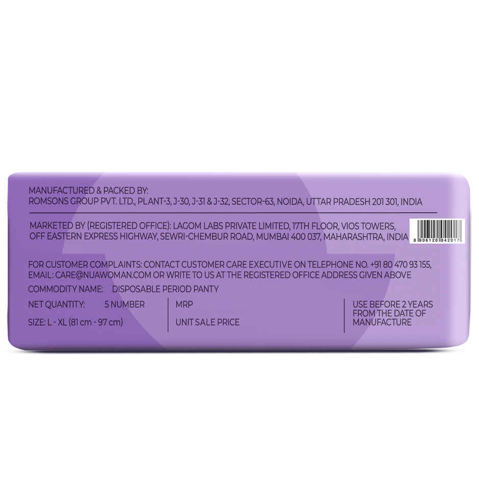 Nua Comfort Disposable Period Panties L-XL | Ultra-Absorbent | Pack of 5 Panties
