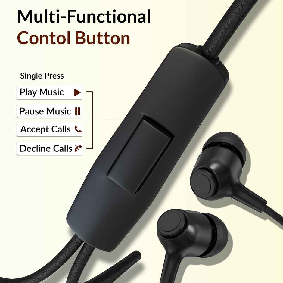 Aroma Wired Earphone With Mic 3.5Mm Jack I 10 Mm Drivers For Mobile, Tablet, Laptop I Black