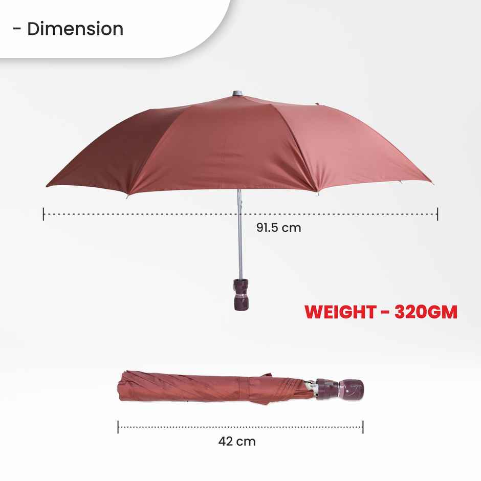 Cello Varsha 21 Inch 2 Fold Mix Mono Silver Umbrella | Brown