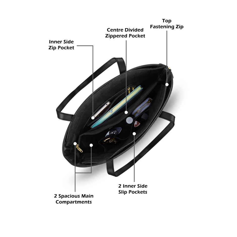 Lavie Womens Quilt Jossie Tote Handbag | Black