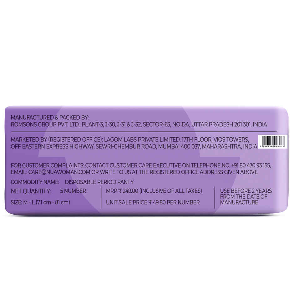 Nua Comfort Disposable Period Panties M-L | Ultra-Absorbent | Pack of 5 Panties
