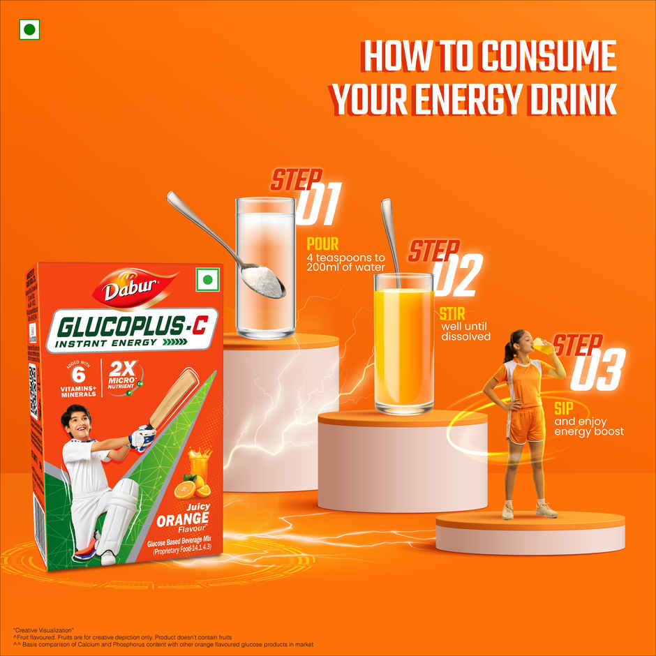 Dabur Glucoplus-C Orange Instant Energy Glucose Powder