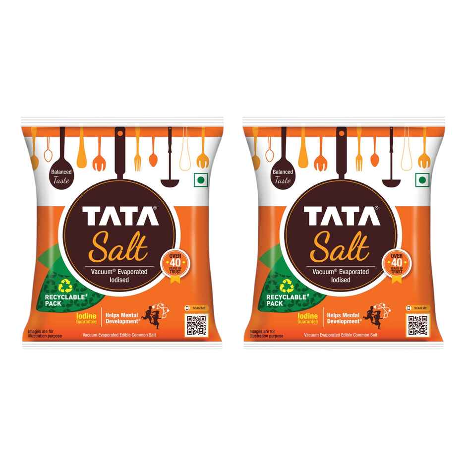 Tata Salt, Free Flowing and Iodised Namak, Vacuum Evaporated, Salt in Fresh Combo