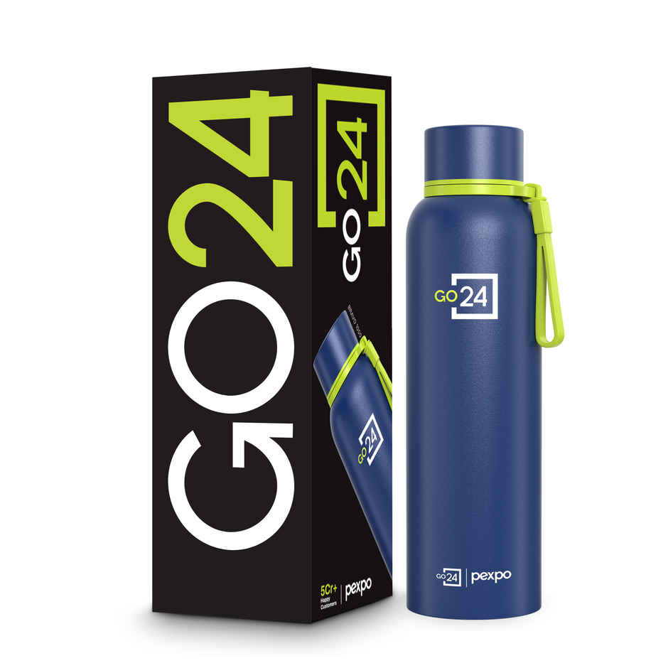 Go24 Bravo Stainless Steel Thermos Bottle | Denim Blue | ISI Certified | 24-Months Warranty