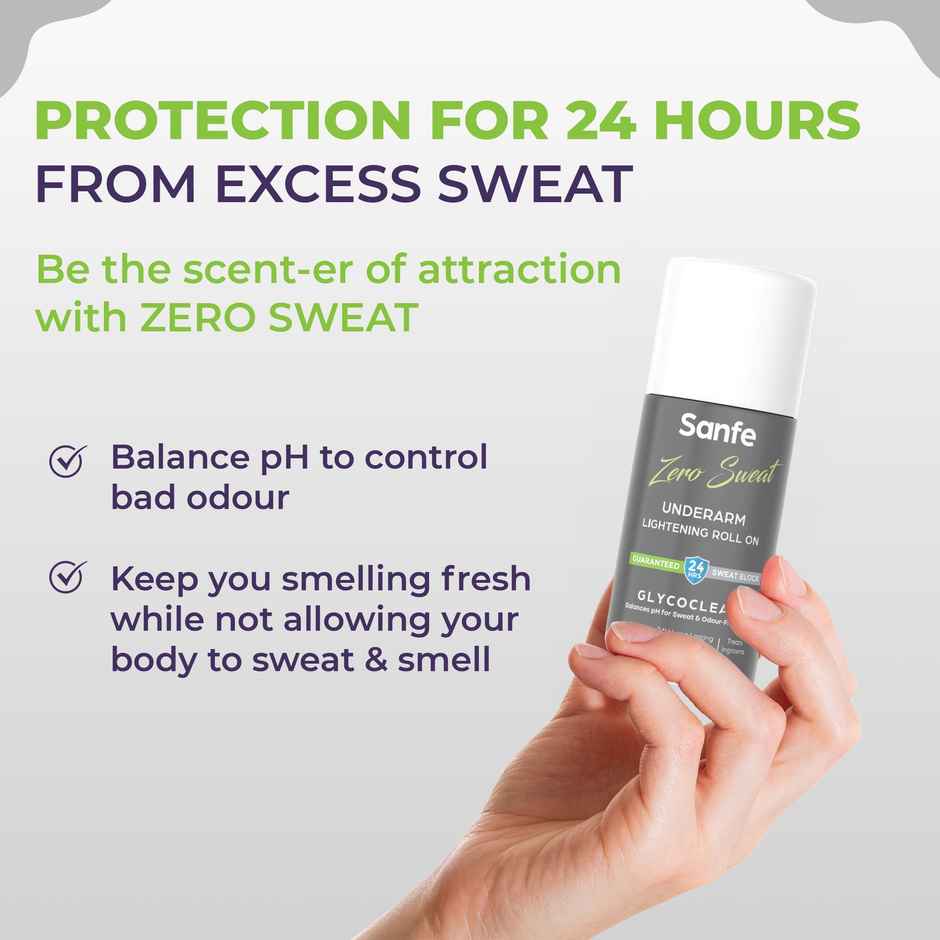 Sanfe Zero Sweat Underarm Lightening Roll On, Lightens & Remove Pigmentation Men & Women