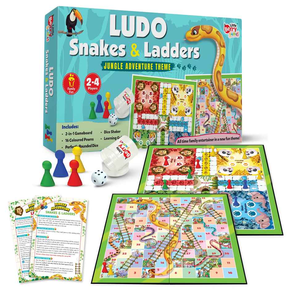Little Berry Ludo & Snakes Ladders Board Game Set For Kids - 2 In 1 Board Game - Lb52