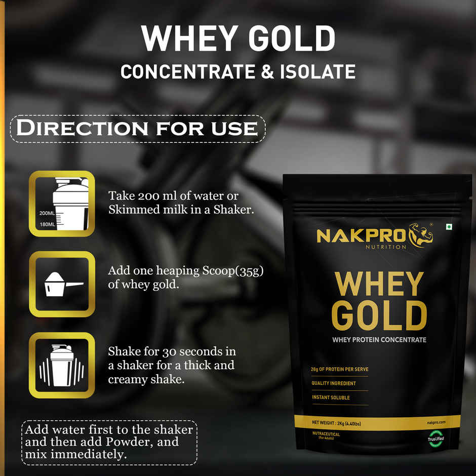 NAKPRO Whey Gold Protein Concentrate Trustified Certified | Unflavored