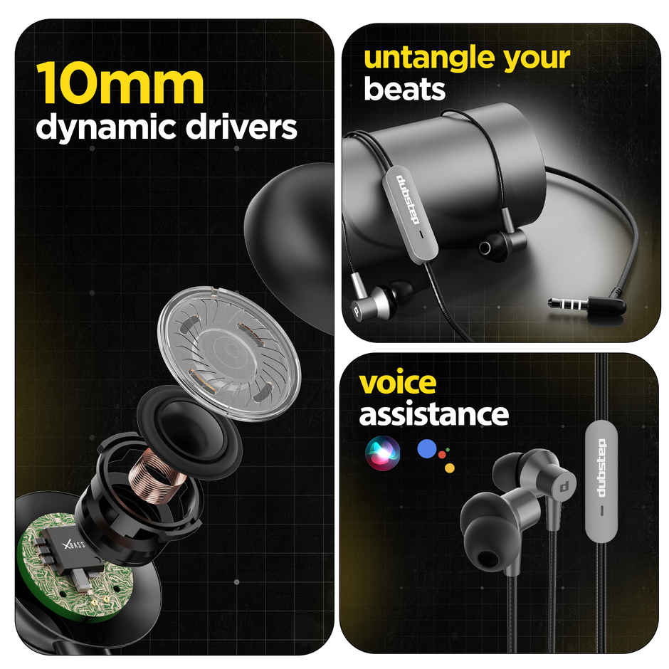 Dubstep Squad M7 With X-Bass Technology In-Ear Wired Earphones With Mic - Grey