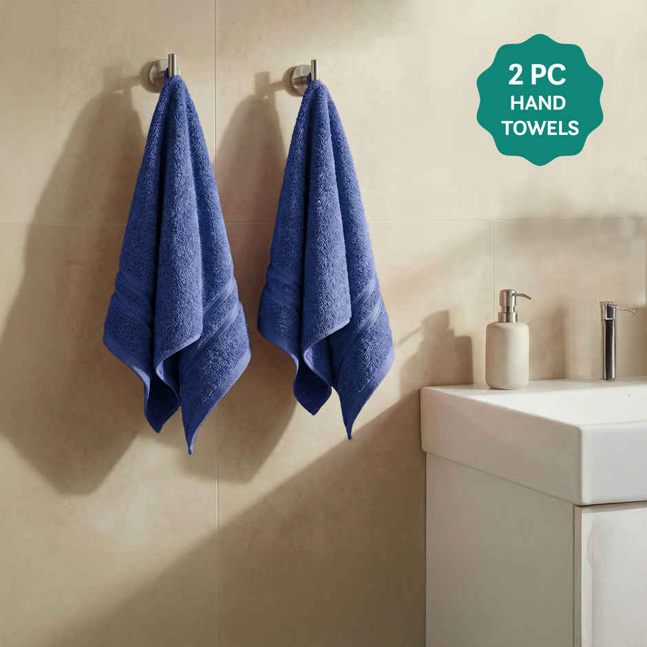 Mytrident Cotton Hand Towel | 400 GSM | Gym Towel Set - New Navy