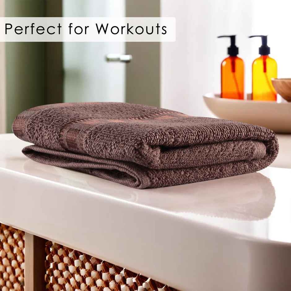 Kuber Cotton Hand/Face Towels Pack of 2 | Workout Pocket Towels | Brown
