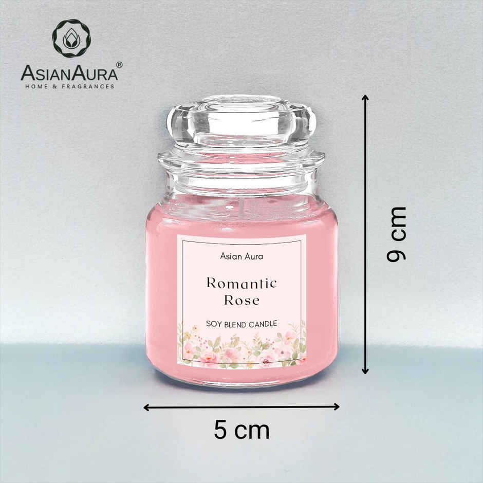 Scented Jar Candle | Romantic Rose | Fragranced 70G Wax | Asian Aura