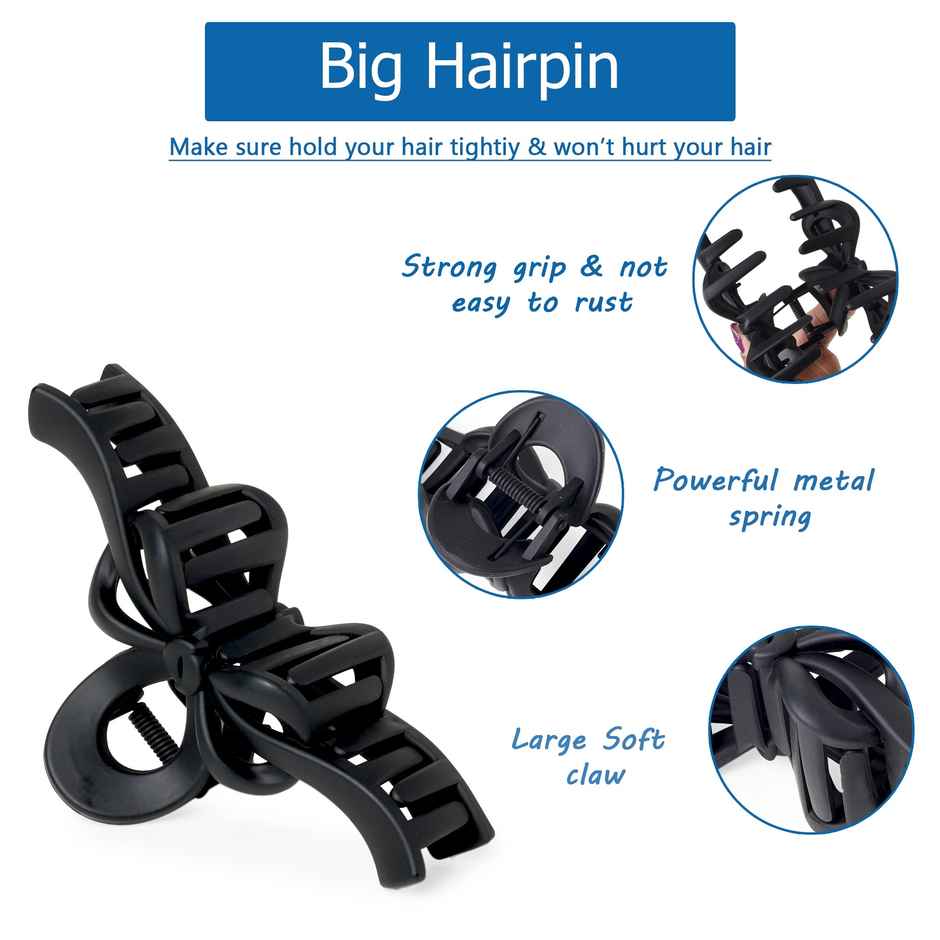 Bronson Professional Hair Claw Clip Hair Clutcher | Matte Black